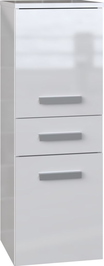 Moderner Badezimmerschrank mit 2 Türen und Schublade in weiß hochglanz, viele Farben
