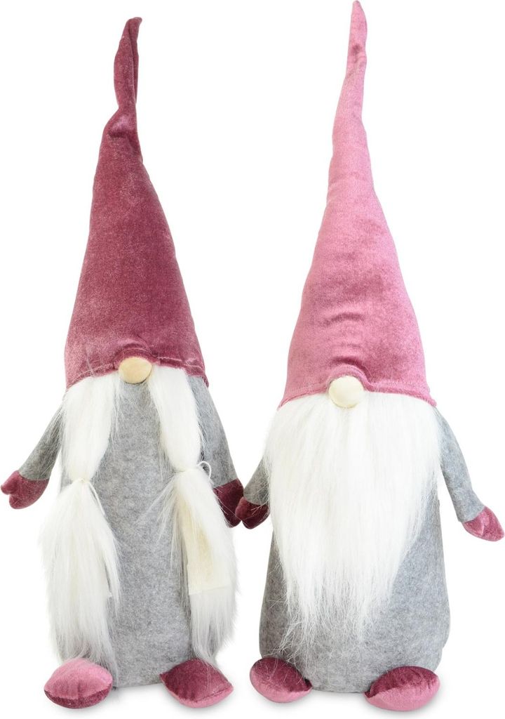 Wichtel Figur stehend aus Stoff | 60 cm | 2-fach sortiert mit Bart oder Zöpfen | 70582
