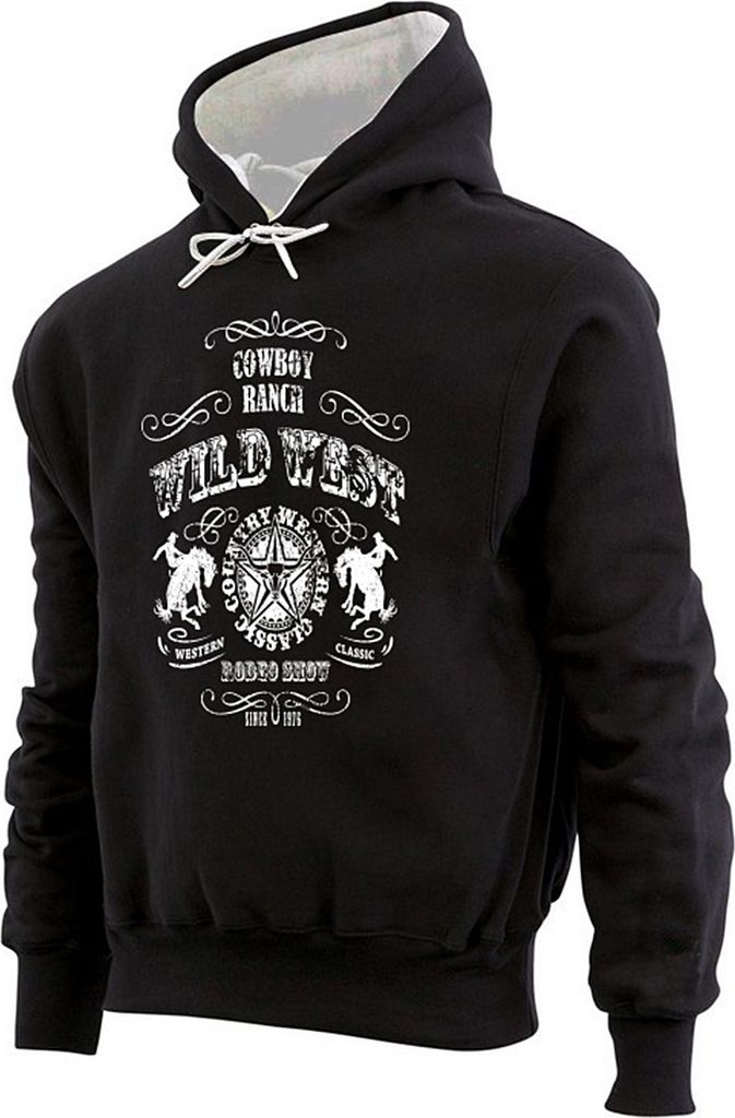 Übergrößen Designer Sweatshirt HONEYMOON Wild West schwarz/weiß 6XL