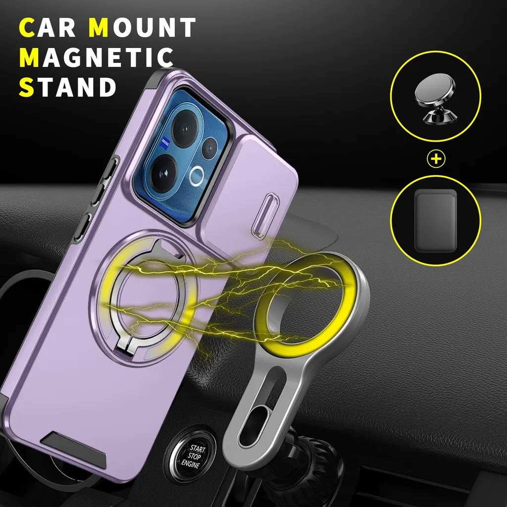 Vivo V60 Case Purple con Supporto Magnetico e Camera Slider - 4