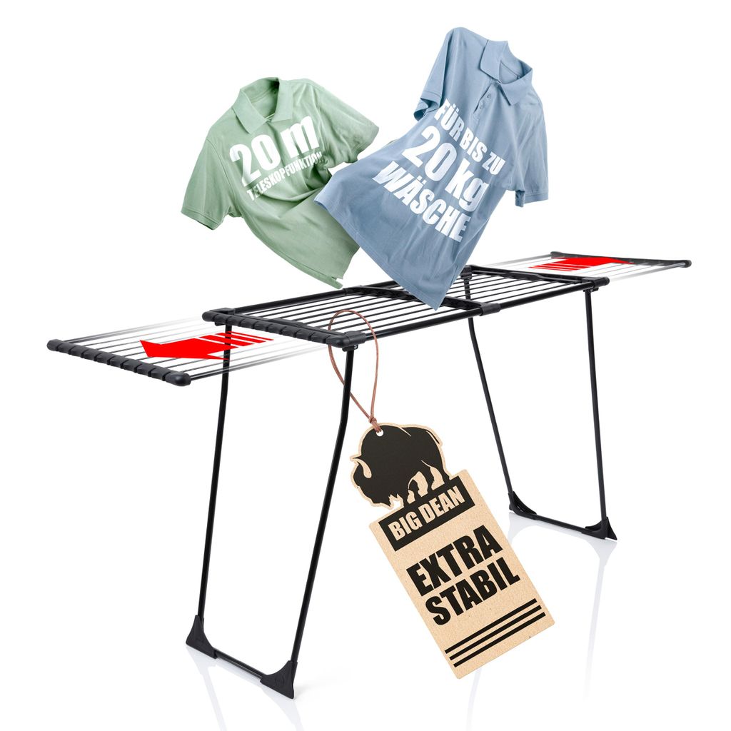 BigDean Wäscheständer ausziehbar 20m - Wäscheständer XXL - Wäscheständer schwarz – Wäscheständer stabil
