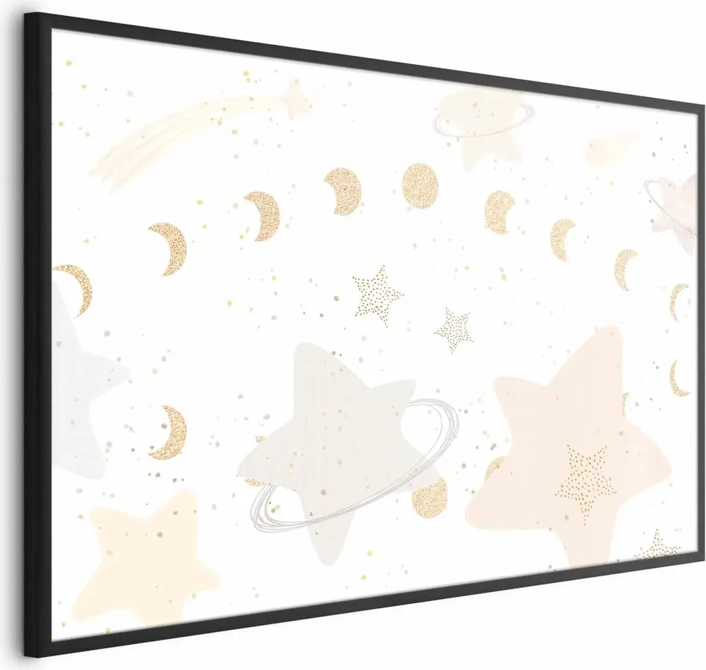 Regalo Originale: Poster Luna e Stelle 60x40 cm con Cornice Nera