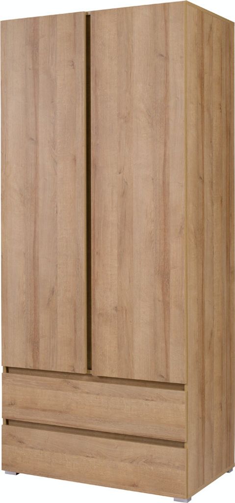 Klassischer Kleiderschrank, Kleiderschrank mit Schubladen, traditionell zu öffnende Türen, Drehtürenschrank - Moon (Riviera)