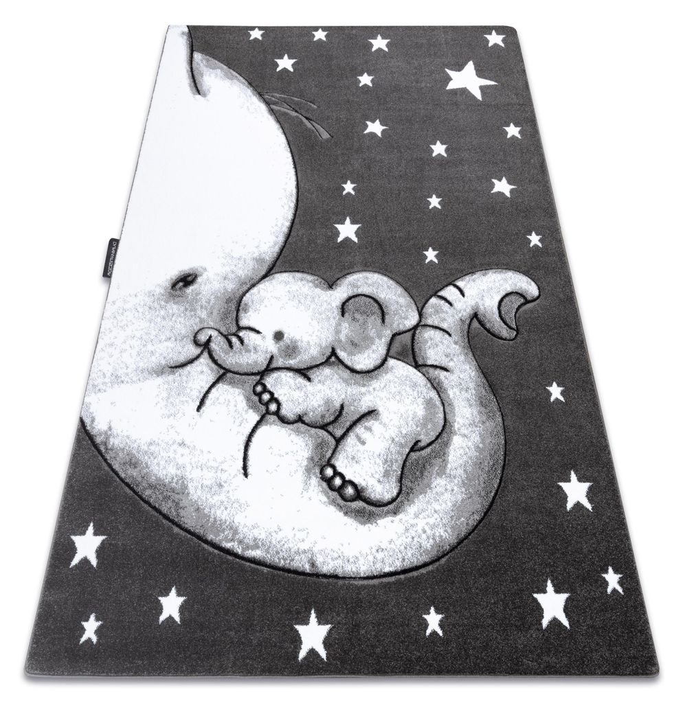 Kinderteppich PETIT TRUMPET TROMPETE ELEFANT STERNE grau Grau 140x190 cm