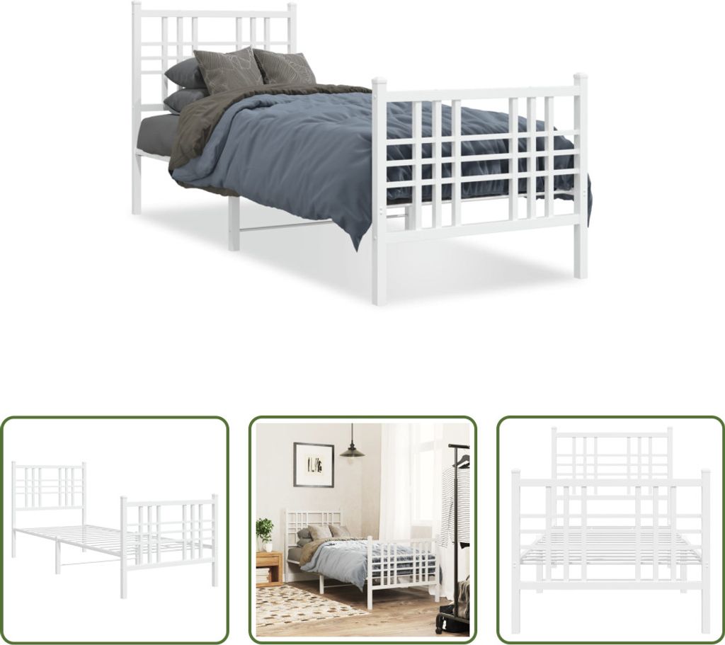 The Living Store Bettgestell mit Kopf- und Fußteil Metall Produktbild 