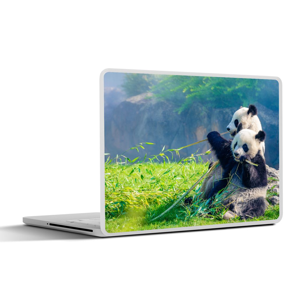 MuchoWow Laptop Aufkleber Sticker Cover Panda - Bambus - Gras - Tiere 25x18 cm - Laptop-Deko