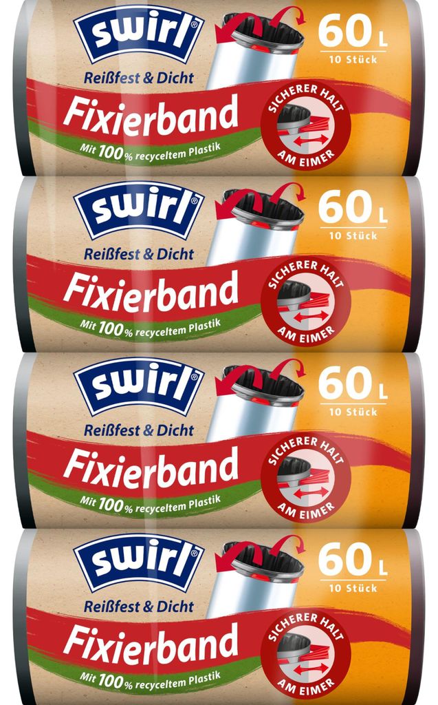 Swirl scheurbestendige en afsluitbare afvalzakken, 60 liter Productafbeelding 