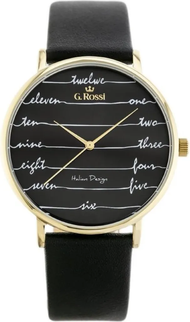 Montre classique homme en cuir noir et acier doré G. Rossi GR12600A1A2