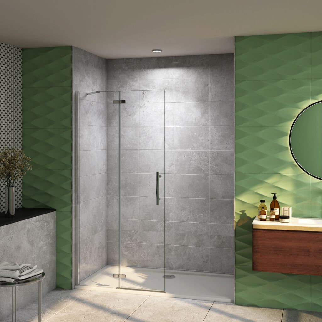 90x195cm Nano ESG Walk in halbfaltbar Scharniertür Schwenkbar Trennwand Dusche