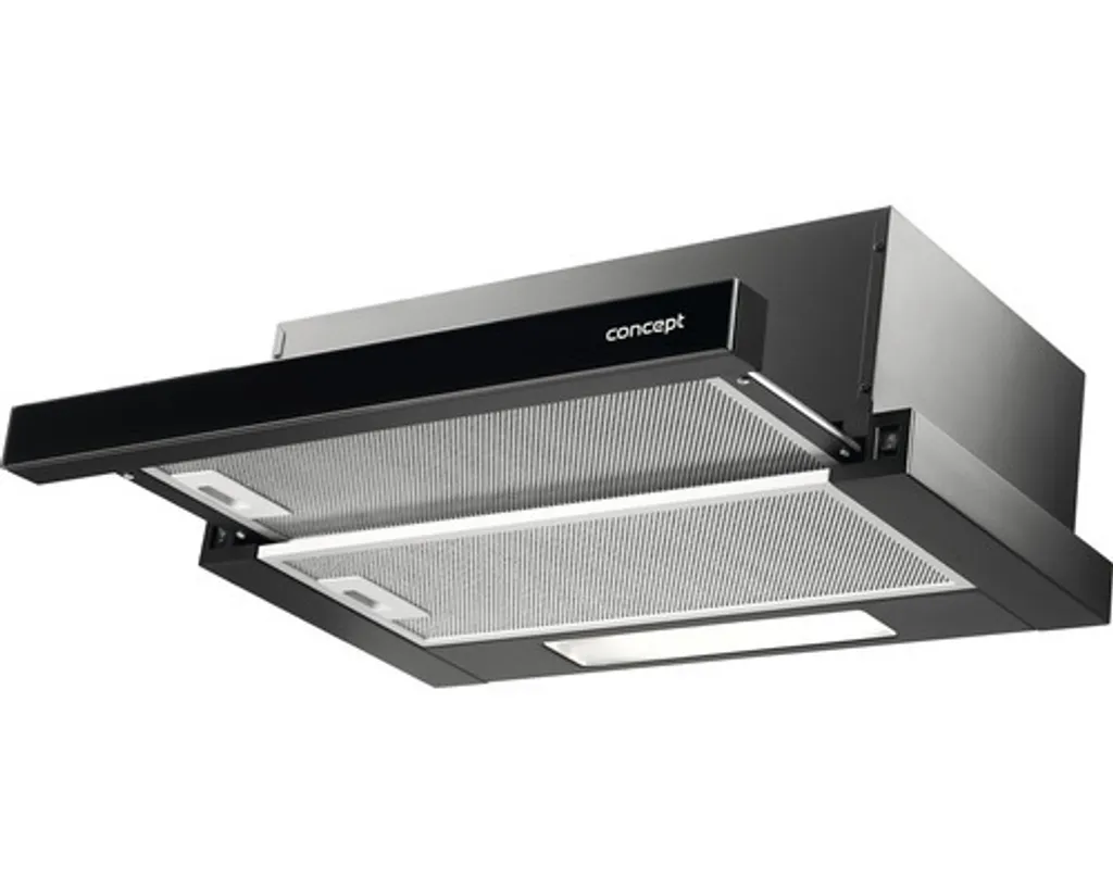 Hotte aspirante extractible pour cuisine noire compacte de 69W