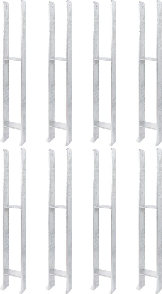 Alberts 8 x H-Pfostenträger, 91x800 mm, Materialstärke 6 mm, Tiefe 60 mm, feuerverzinkt