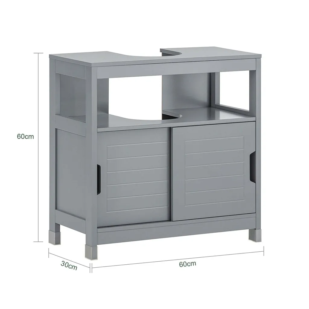 Meuble de lavabo Rootz Gris Anthracite - Rangement Salle de Bains