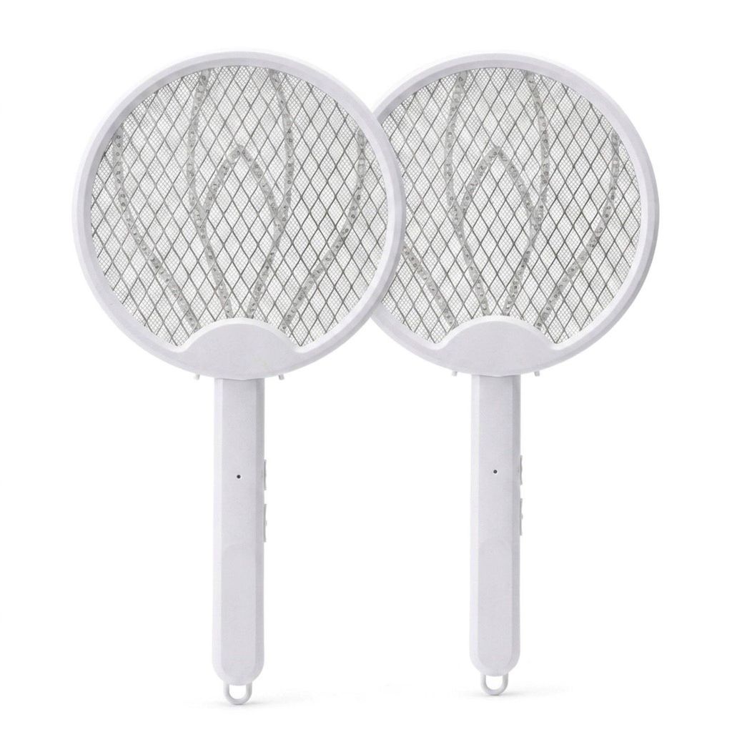 2er Set 3in1 Elektrische Fliegenklatsche mit UV Licht Weiß Produktbild 