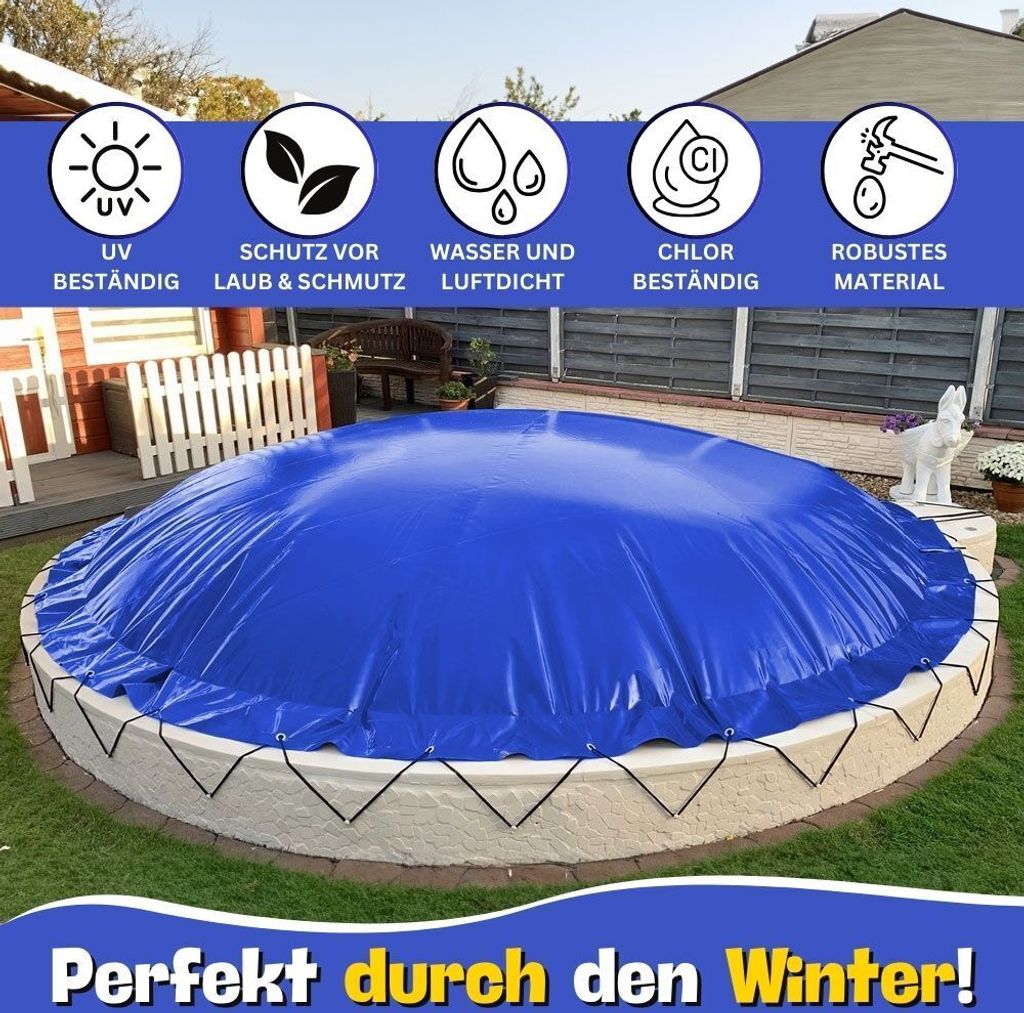 Aufblasbare Poolabdeckung Ovalpool 630 x 360 cm I Oval Pool 6,3 x 3,6 m I blau (RAL5002)