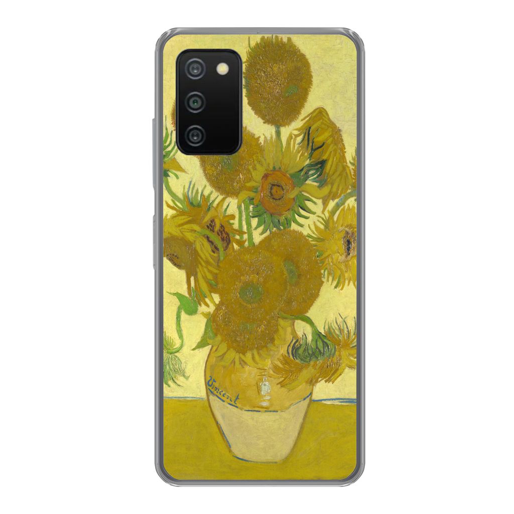 MuchoWow Handyhülle Schutzhülle Hülle für Samsung Galaxy A03s Sonnenblumen - Vincent van Gogh Silikon Softcase Handy Hülle - Schutz