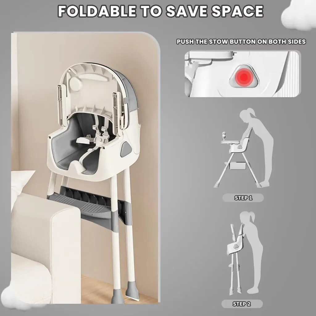 Chaise haute bébé lavable et pliable E500 pour en finir avec le désordre - 4