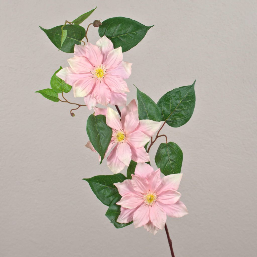 artplants.de Deko Clematiszweig, rosa - weiß, 83cm - Kunstzweig