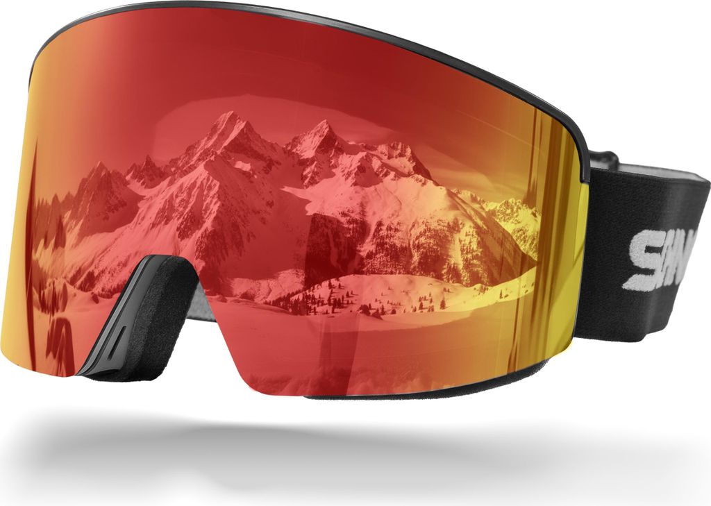 Schnorr Skibrille mit magnetischer Glaswechselfunktion Full REVO Rot verspiegelt, Anti-Fog, UV400