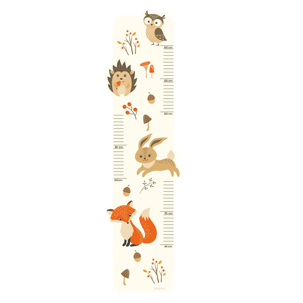 Wandtattoo Messlatte für Kinder – viele Motive für Mädchen & Jungen – selbstklebend & ablösbar (Waldtiere)
