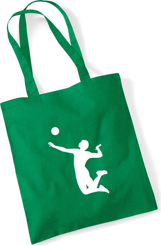 Huuraa Jutebeutel Volleyball Silhouette 10 Liter Kelly Green Baumwolle Tasche Geschenkidee