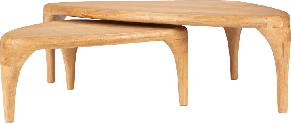 Zuiver Isla Couchtisch Organische Form Holz Natur Set von 2