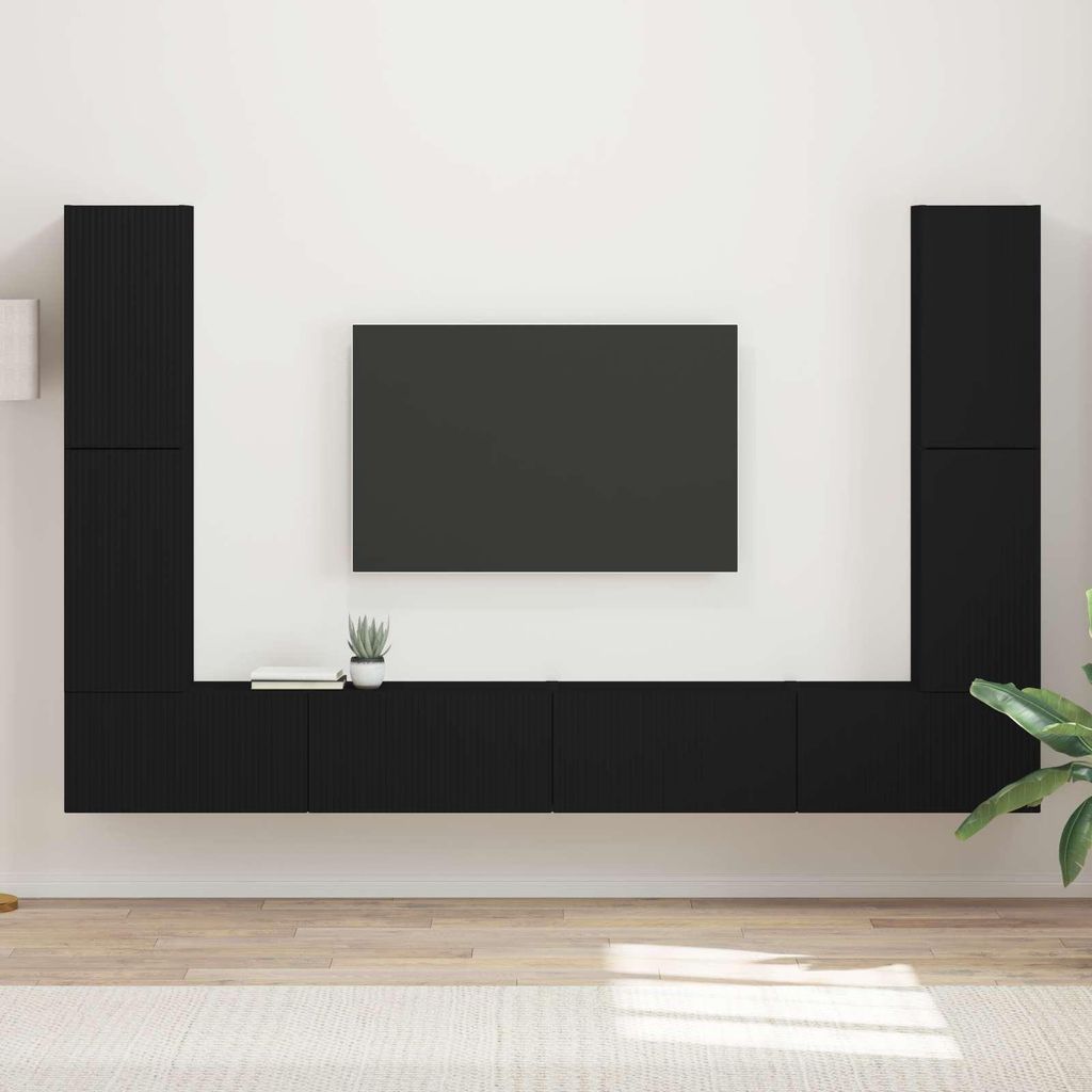 "Schlussverkauf" TV-Schrankset 8 Stück - WohnzimmerTV-Möbel/TV-Tisch - Schwarz Holzwerkstoff C14411