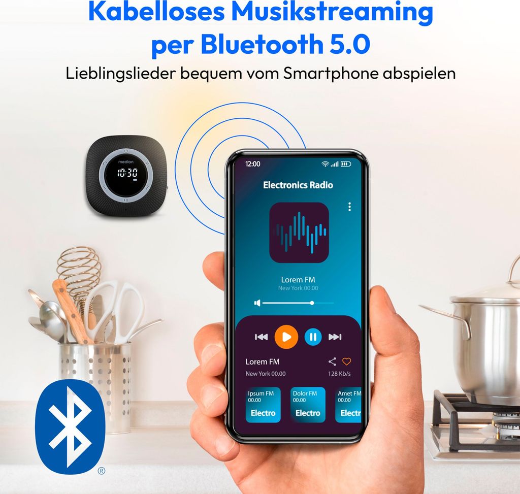 MEDION S66884 Duschradio mit Bluetooth (Badradio, UKW Produktbild 5