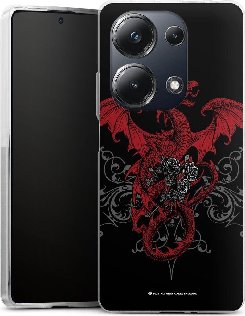 DeinDesign Handyhülle für Xiaomi Poco M6 Pro Silikon Hülle Case Smartphone Schutzhülle Drache Gothic Rot