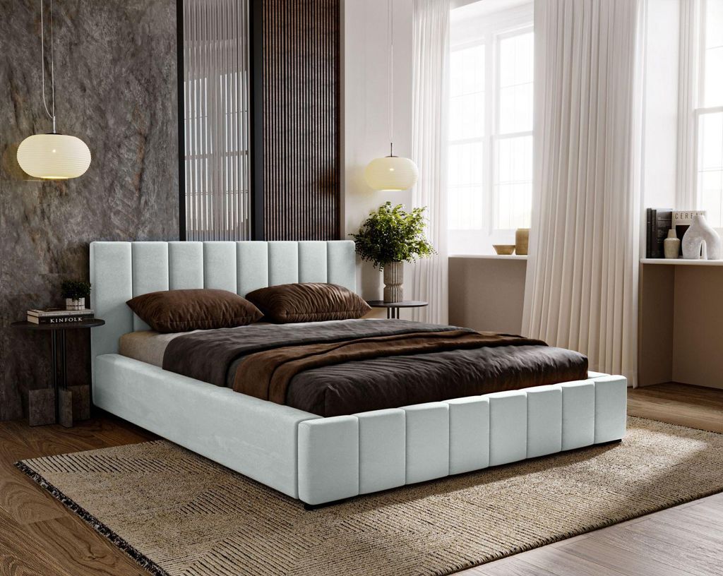 Doppelbett 160x200 mit Stauraum CULPEPER - Esche