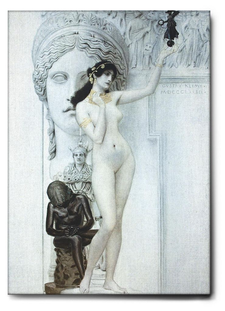 Giallobus - Allegorie der Skulptur - Gustav Klimt - 70L x 100W cm - Bild - Leinwand mit Standardrahmen