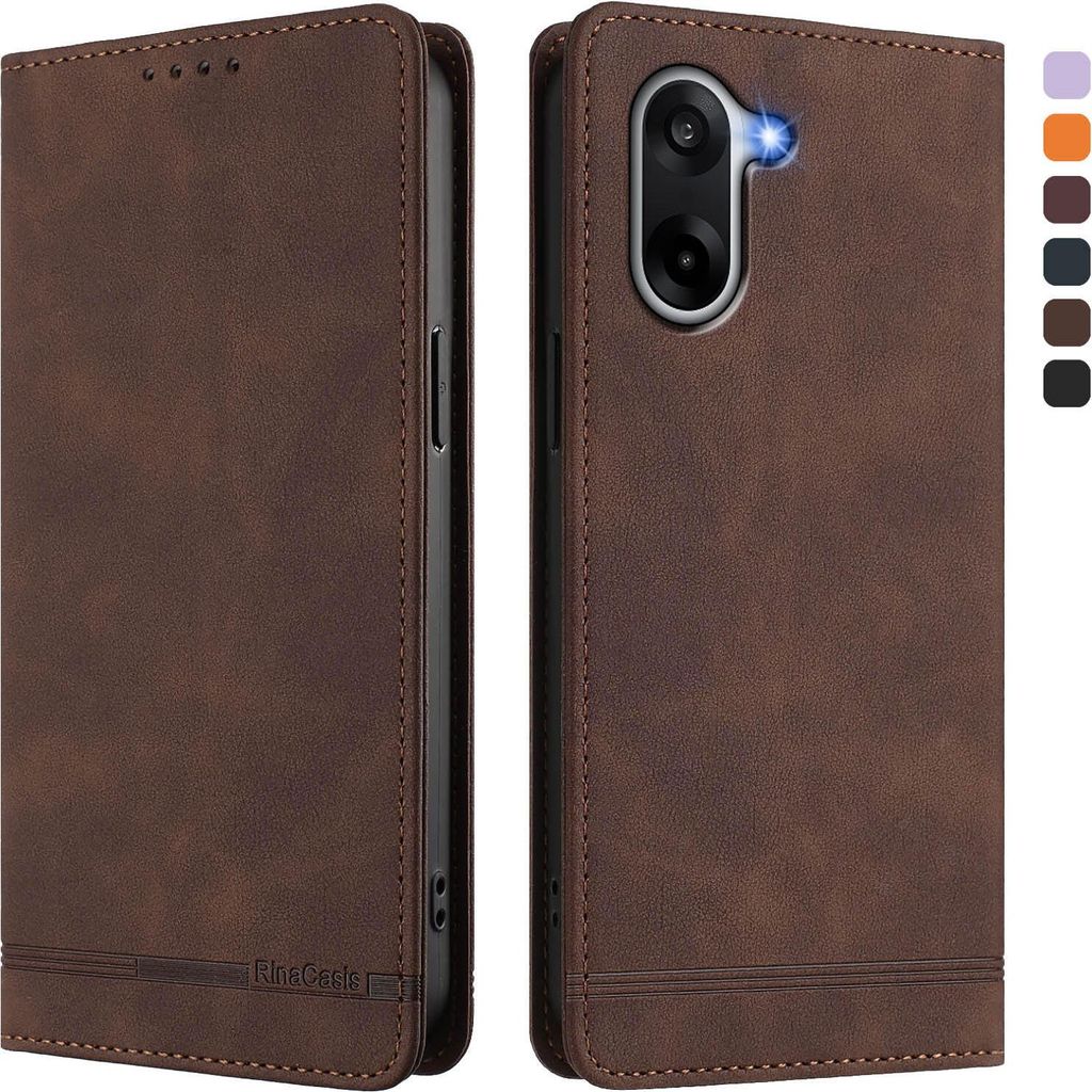 Hülle für OnePlus Nord CE5, Retro Kunstleder Ständer Klapphülle mit Kartenfächer und Magnetische Braun
