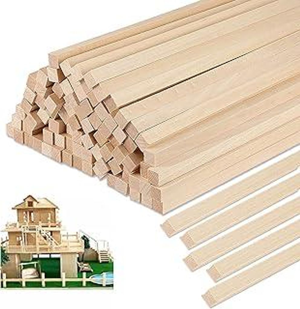 100 Stück Holzstäbchen zum Basteln, 30 x 3 mm Holzstäbe zum Basteln Holzstäbe Eckig, Hartholzstäbchen Quadratisch Holzleisten zum Bastel für ...