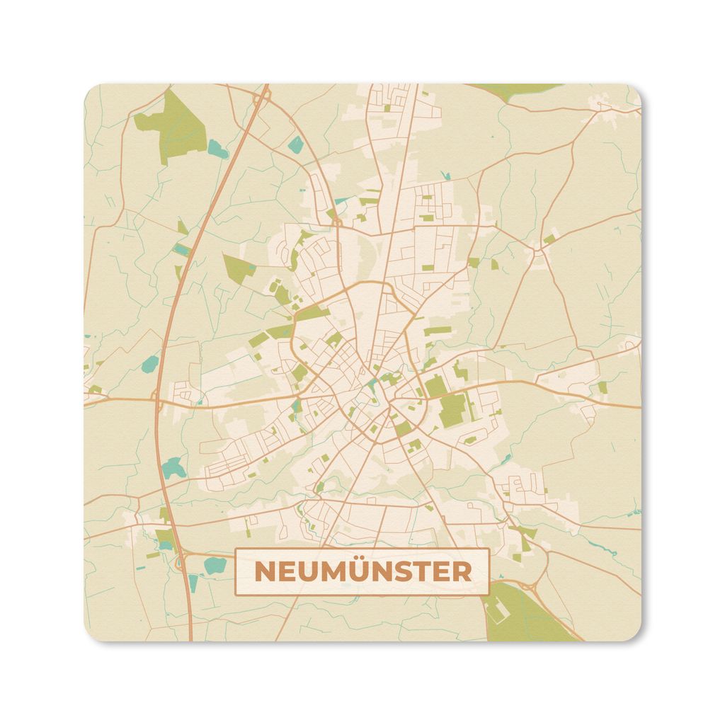 MuchoWow Mauspad Mousepad Neumünster - Jahrgang - Karte - Stadtplan 30x30 cm - Mousepads - Maus Mat - Pad - Mausunterlage - Gaming