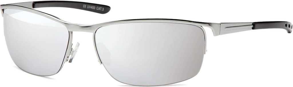 Herren Sonnenbrille Designer Sport Biker Metall Sonnen Brillen Silber/Verspiegelt
