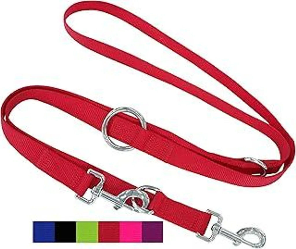 Guinzaglio Rosso XS DEY per Cuccioli: 2m Nylon Regolabile 3 Vie