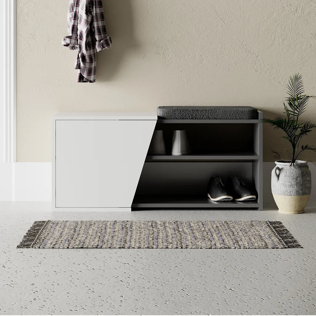 Skye Decor Fiona Bench Anthracite et Blanc - Banc à Chaussures Design