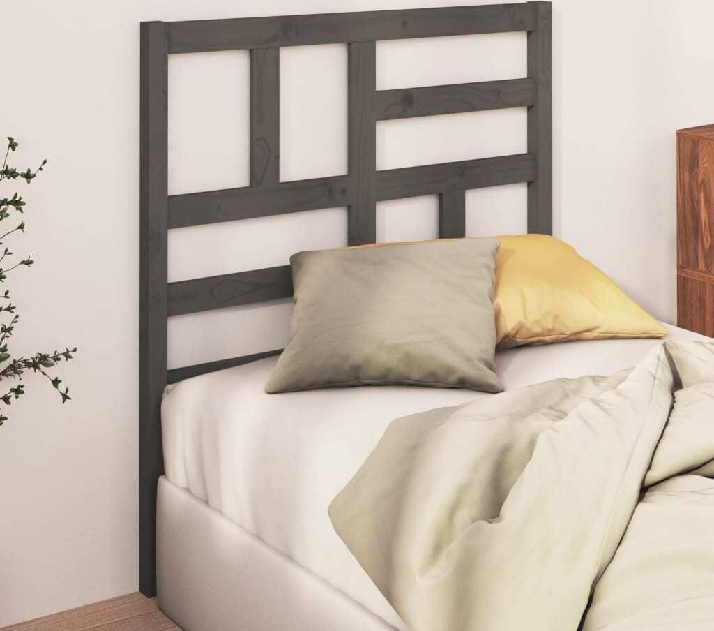 The Living Store Kopfteil Grau 106x4x104 cm Massivholz Kiefer