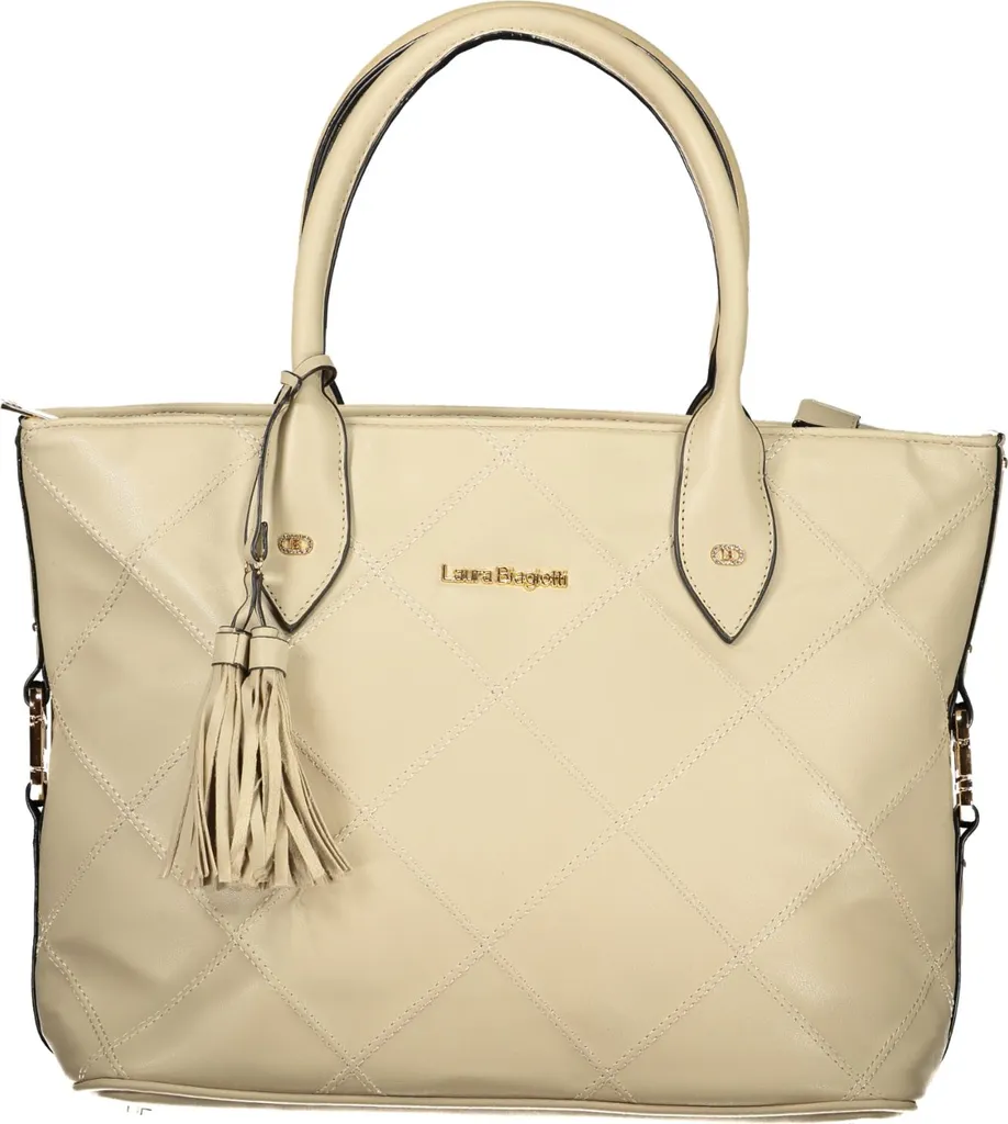 Cabas chic beige avec multi-poches et bandoulière amovible pour femme