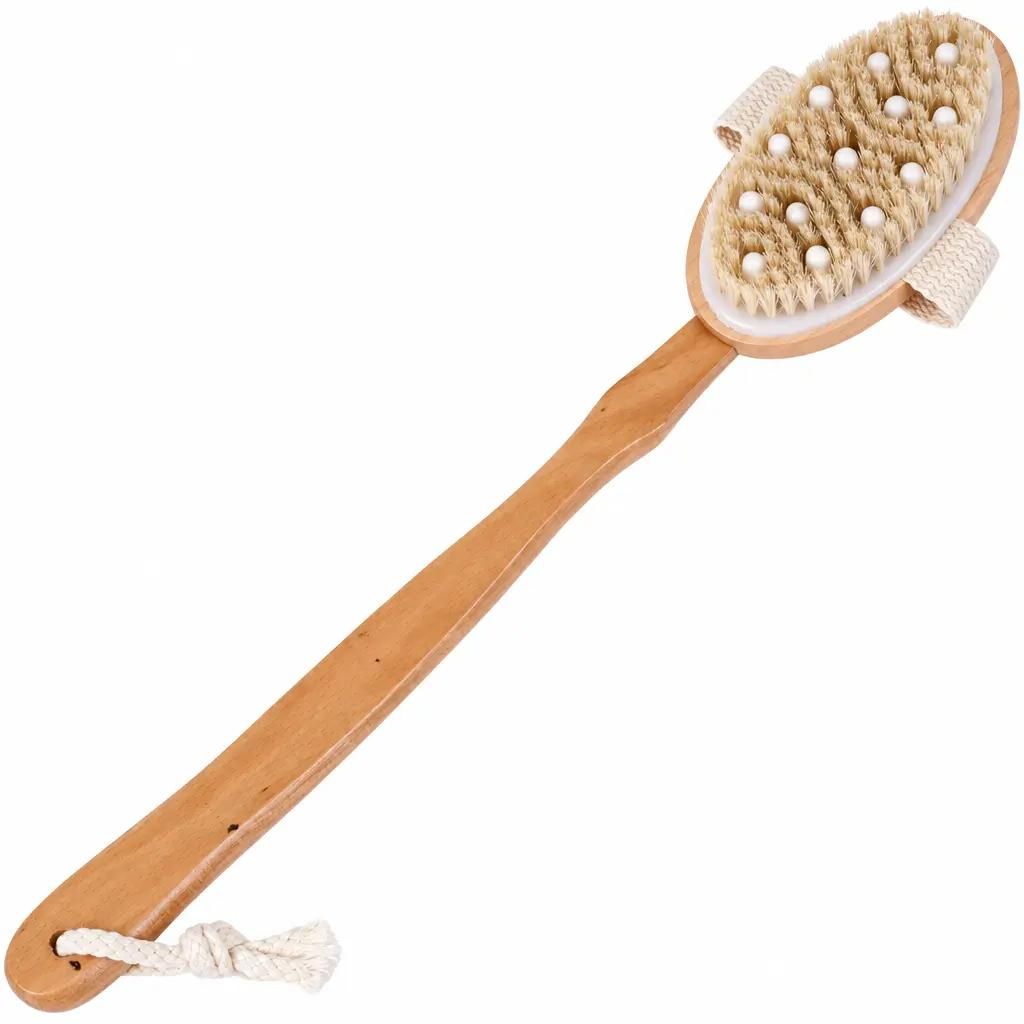 Massagebürste Trockenbürste Körperbürste mit Stiel 44 cm Produktbild 
