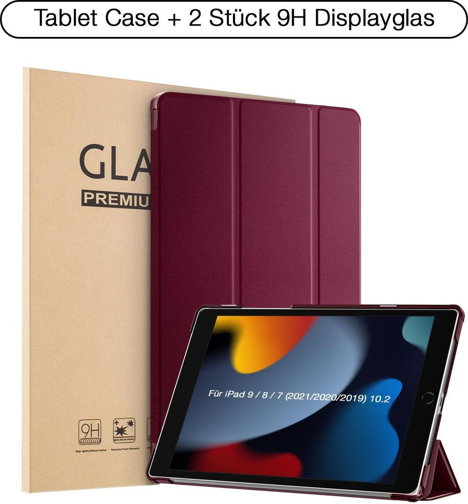 Schutzhülle + 2x 9H Display Glas für iPad 7/8/9 Generation Produktbild 