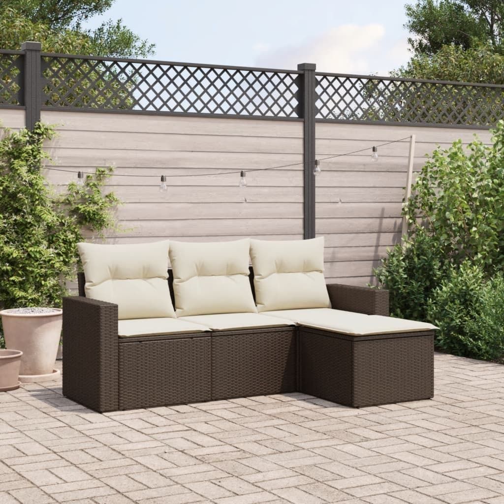 Maison Exclusive - 4-tlg. Garten-Sofagarnitur mit Kissen Braun Poly Rattan