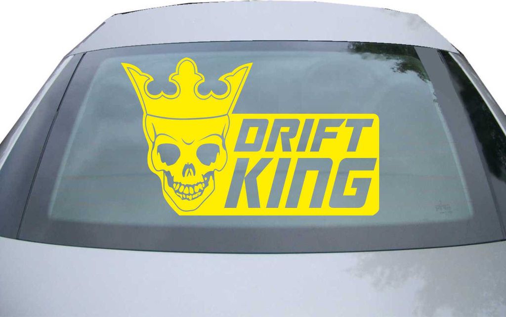 Indigos UG - Aufkleber Heckscheibe & Motorklappe DE2170 - gelb - 600x366 mm - Drift King - Auto Scheiben Fenster Heckklappe Tuning Racing JDM - Die...