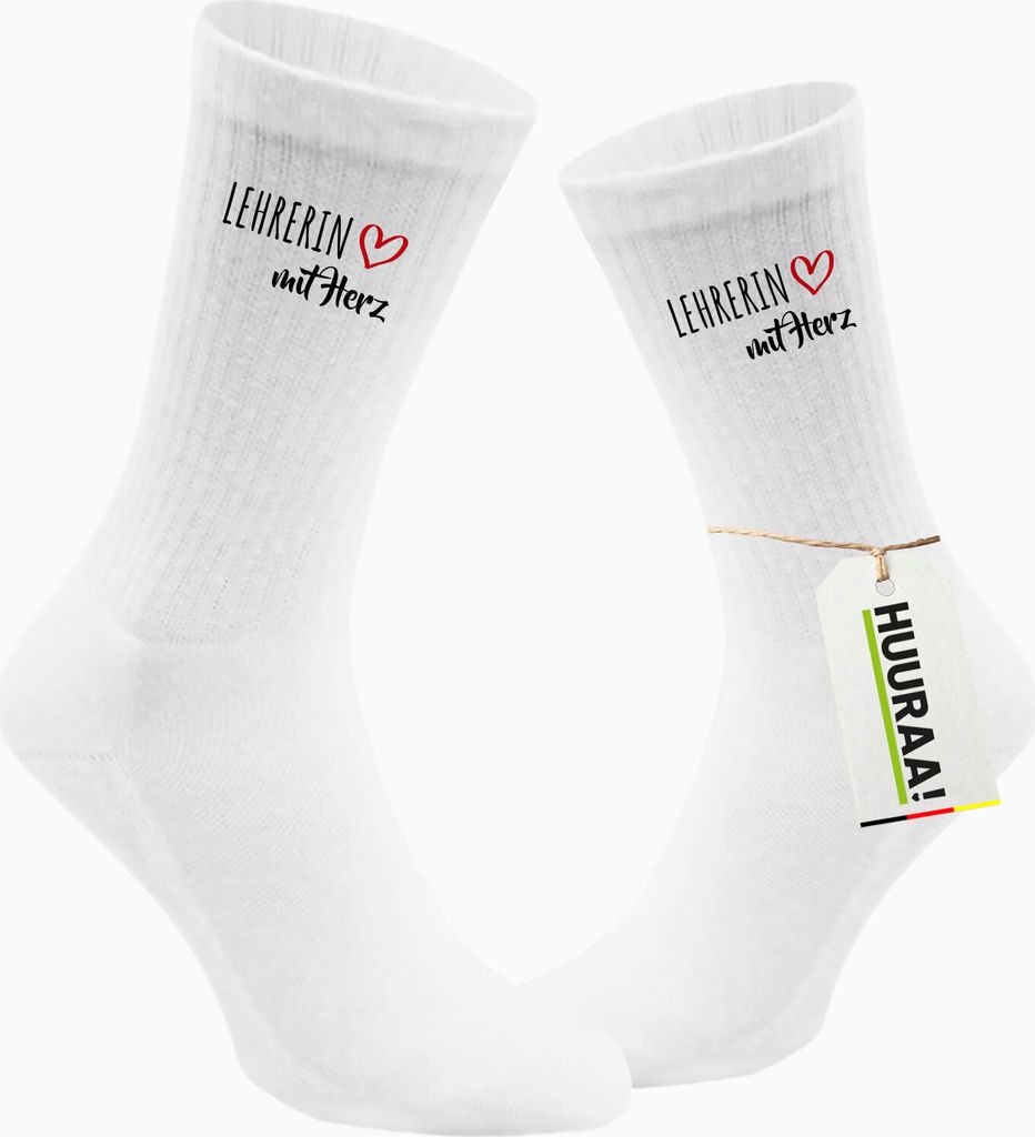 Huuraa Uni Socken Lehrerin mit Herz 42/46 White Baumwolle Produktbild 