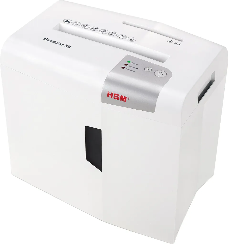 HSM X8 Shredder Taglio Frammento P-4 - Sicurezza Ufficio 58dB