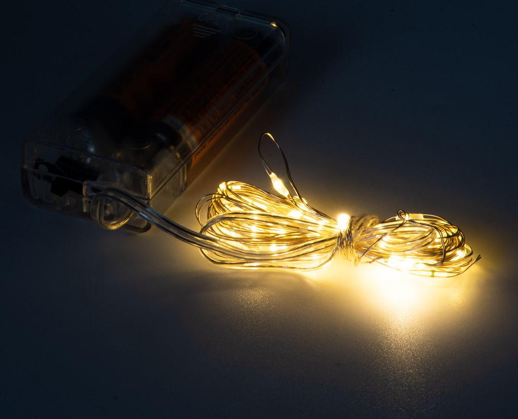 LED Lichterkette Timer Micro 20 LED 220 cm AA Warmweiß