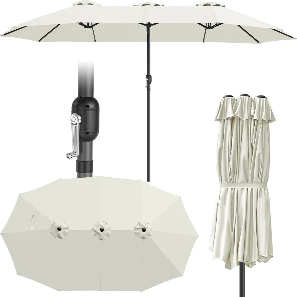 Parasol XXL Izrielar Triple Canopée Crème - Toile Haute Densité et Acier
