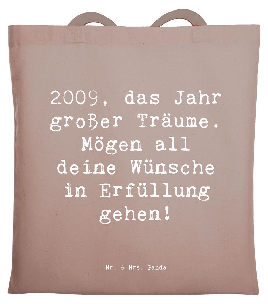 Mr. & Mrs. Panda Tote Bag Spruch 2009 Geburtstag - Braun Pastell - Geschenk, Alter, Stoffbeutel, Geburtstagsgeschenk, dokumententasche, 14., festiv...