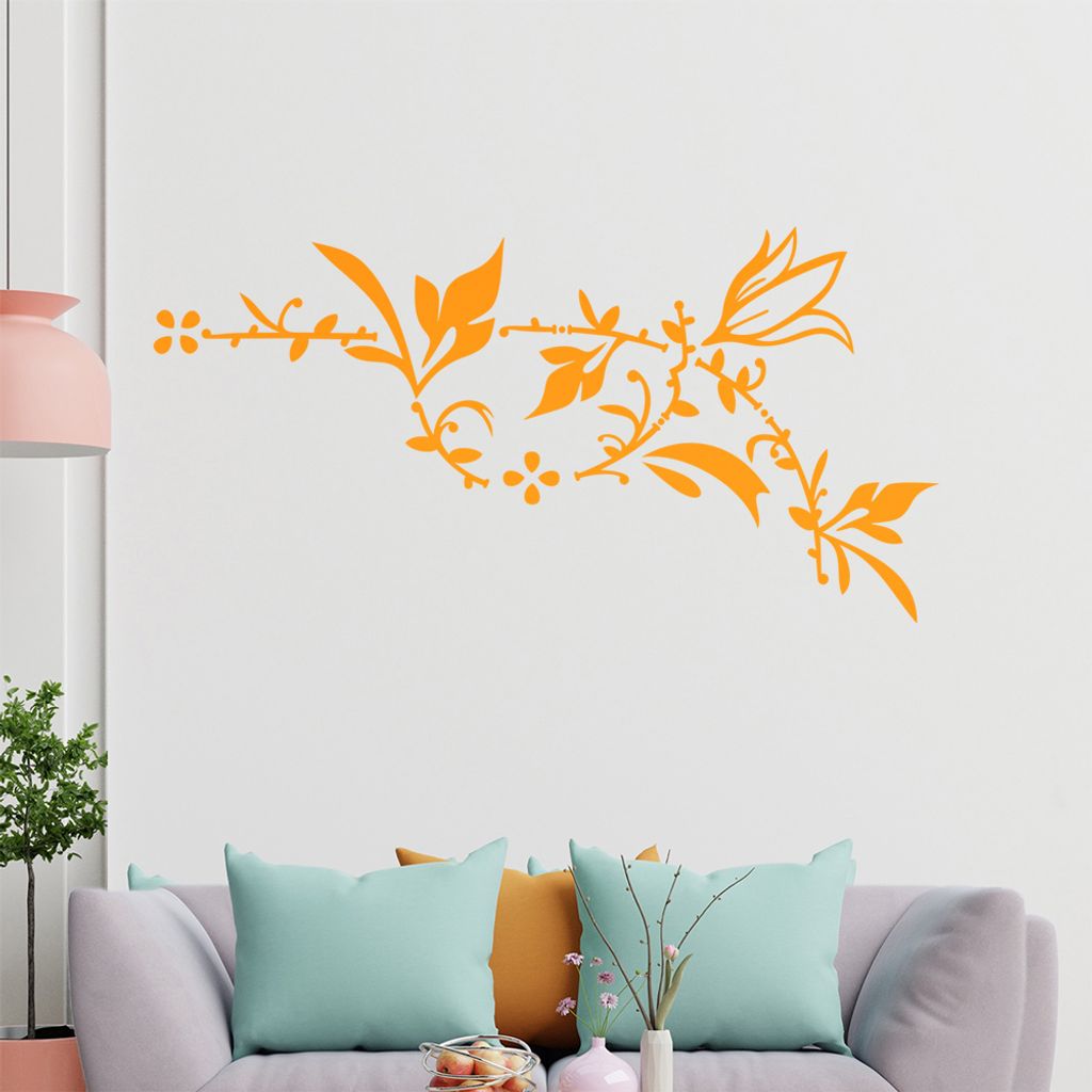 Blume - Ranken Wandtattoo in 6 Größen - Wandaufkleber Wall Sticker - Dekoration, Küche, Wohnzimmer, Schlafzimmer, Badezimmer
