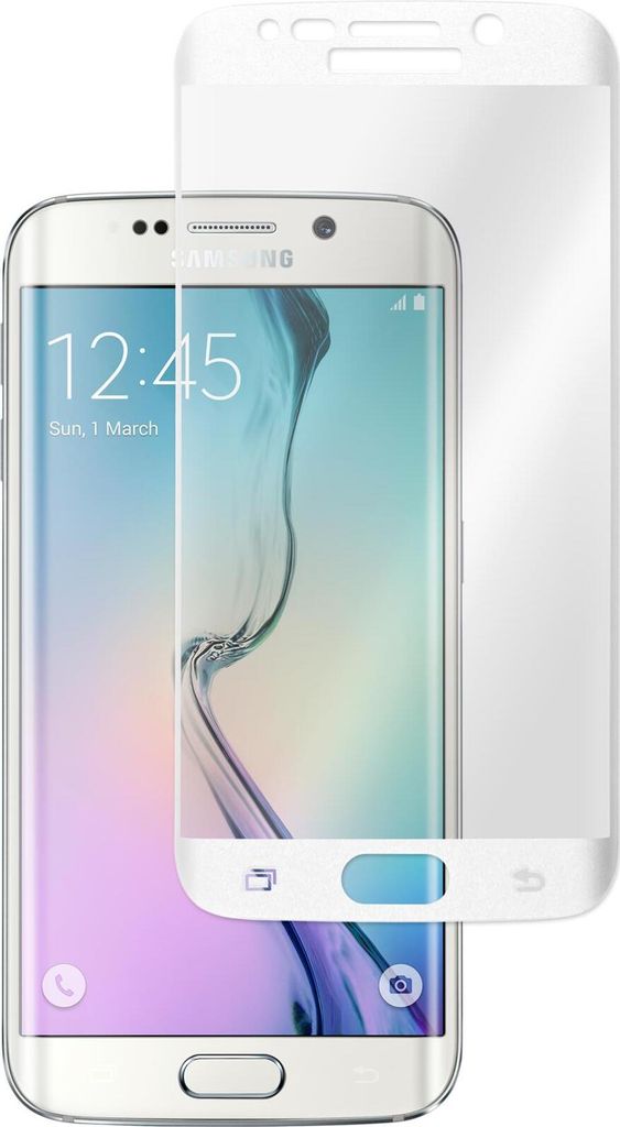 1er-Pack PhoneNatic Glas-Folie klar weiß kompatibel mit Samsung Galaxy S6 Edge - Panzerglas für Galaxy S6 Edge