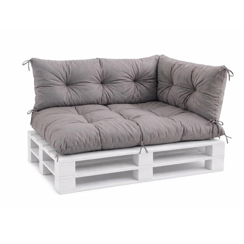 VBChome Palettenkissen 120x80 120x40 70x40 cm für Europaletten Möbel Palettenauflage Garten Balkon 12 Farben mit Schaumstoffflocken Füllung Grau...